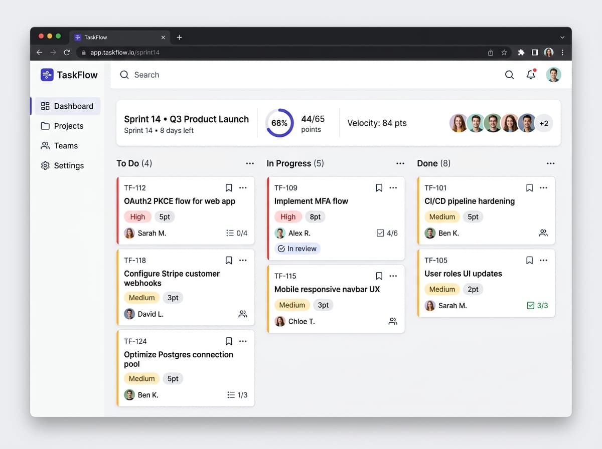 TaskFlow dashboard preview